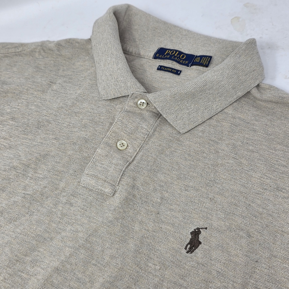 Polo Ralph Lauren Cream / Tan Short Sleeve Polo Shirt‎ Men's Size 2XL